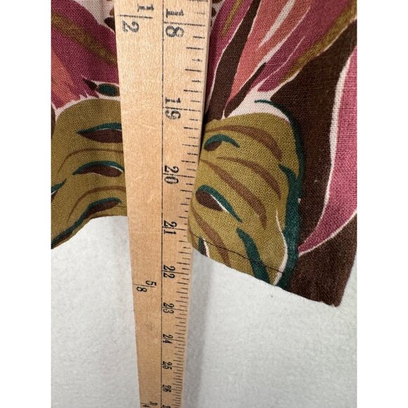 Madewell Shirred Cap-Sleeve Top in Brushstroke Monstera linen floral sz‎ XL - Picture 6 of 8